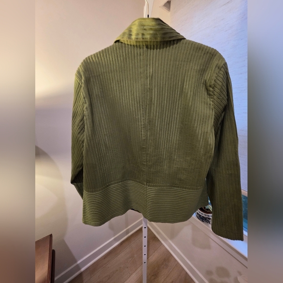 Chico's Olive Ribbed Zip-Front Jacket - Picture 8 of 10